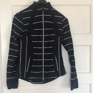 Black/white striped Lululemon workout jacket, 12